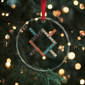 Northern Cheyenne Tribe Flag Montana Tribal Pattern Crystal Glass Ornament