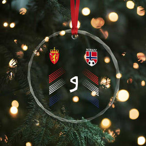 Norway Football Crest Jersey Style Crystal Glass Ornament Number 9 Viking Athletic for Soccer Fan