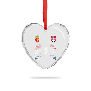 Norway Football Crest Jersey Style Heart Crystal Glass Ornament Number 9 Viking Athletic for Soccer Fan