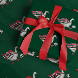 Norway Soccer Goose Wrapping Paper Roll Norwegian Flag Patriotic Football Fan Graphic TS10 Green Print Your Wear