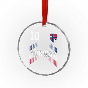 Norway Soccer Sports Graphic Number 10 Jersey Style Crystal Glass Ornament Proud Norwegian Football Fans Game Day Pride