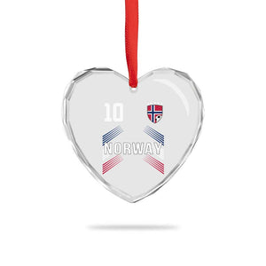 Norway Soccer Sports Graphic Number 10 Jersey Style Heart Crystal Glass Ornament Proud Norwegian Football Fans Game Day Pride TS02 Print Your Wear