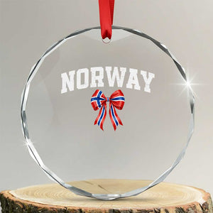 Norwegian Girl Coquette Bow Crystal Glass Ornament Norway Flag Pride Gift TS12 Transparent Glass 3'' Circle Print Your Wear