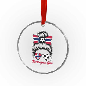 Norwegian Soccer Girl Crystal Glass Ornament Messy Bun Sunglasses Football Fan TS12 Print Your Wear