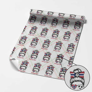 Norwegian Soccer Girl Wrapping Paper Roll Messy Bun Sunglasses Football Fan TS12 Christmas Plaid Print Your Wear