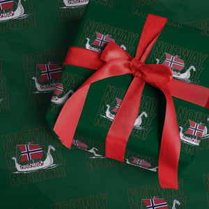 Norwegian Viking Ship Flag Boat Norway Heritage Wrapping Paper Roll