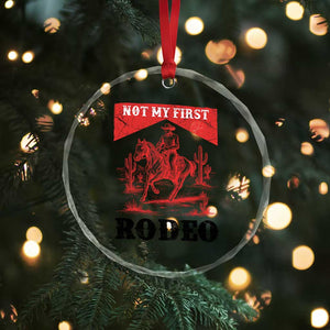 Not My First Rodeo Vintage Cowboy Graphic Crystal Glass Ornament Retro Western Desert Scene with Horse and Cactus TS02 Print Your Wear