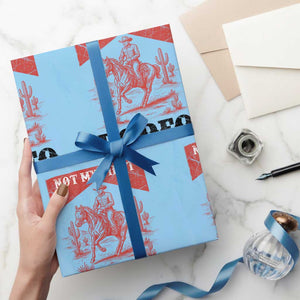 Not My First Rodeo Vintage Cowboy Graphic Wrapping Paper Roll Retro Western Desert Scene with Horse and Cactus TS02 Light Blue Print Your Wear