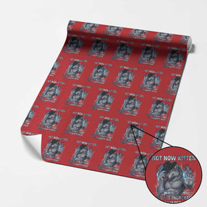 Not Now Kitten Daddy Increasing Shareholder Value Wrapping Paper Roll Funny Wolf Meme TS14 Red Print Your Wear