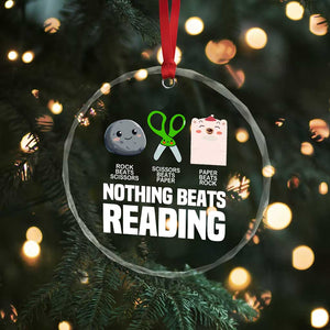 Nothing Beats Reading Crystal Glass Ornament Rock Paper Scissors Read Book Lovers TS02 Print Your Wear