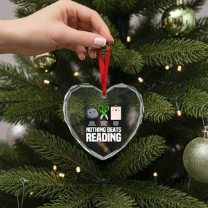 Nothing Beats Reading Heart Crystal Glass Ornament Rock Paper Scissors Read Book Lovers TS02 Print Your Wear