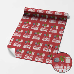 Nothing Beats Reading Wrapping Paper Roll Rock Paper Scissors Read Book Lovers TS02 Red Print Your Wear