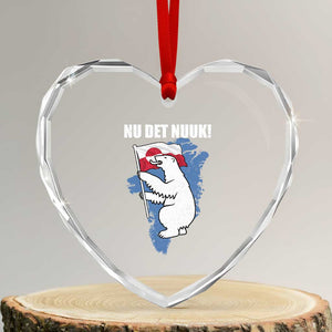 Nu Det Nuuk Nows Enough Heart Crystal Glass Ornament Funny Saying Bear Greenlandic Flag TS11 Transparent Glass 3'' Heart Print Your Wear