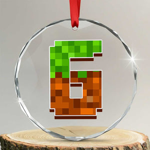 Number 6 Crystal Glass Ornament Game Matching 67 Meme Costume 6th Birthday 6 Years TS10 Transparent Glass 3'' Circle Print Your Wear