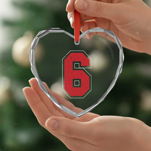 Number 6 Heart Crystal Glass Ornament Fan Varsity Sports Team 67 Jersey Number TS11 Print Your Wear