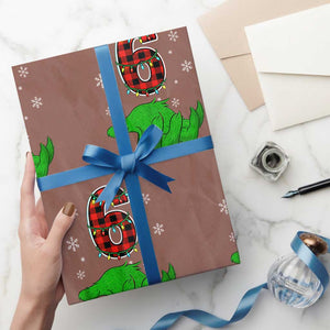 Number 6 Matching 67 Christmas Wrapping Paper Roll Red Plaid Xmas Pajamas Holiday Gen Alpha Slang Meme TS10 Mocha Print Your Wear
