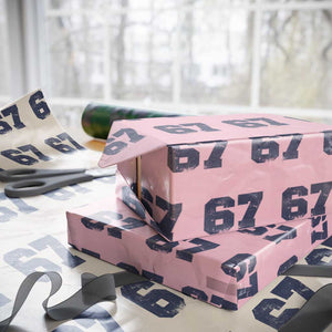 Number 67 Wrapping Paper Roll Numbered Uniform Sports Jersey Team 67th Birthday TS10 Light Pink Print Your Wear