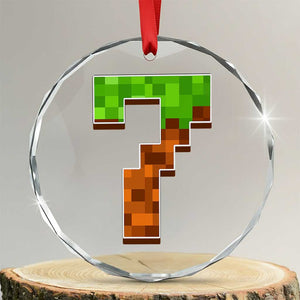 Number 7 Crystal Glass Ornament Game Matching 67 Meme Costume 7th Birthday 7 Years TS10 Transparent Glass 3'' Circle Print Your Wear