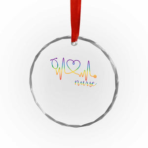 Nurse Heartbeat Rainbow Heart LGBTQ Pride Crystal Glass Ornament Medical Professional Support TS12 Print Your Wear