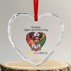 Nurses Light Up Everyday Heart Crystal Glass Ornament Joyful Kwanzaa Celebration Gift TS12 Transparent Glass 3'' Heart Print Your Wear