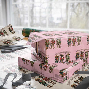Nutcracker Cowboy Christmas Western Country Howdy Wrapping Paper Roll TS14 Light Pink Print Your Wear