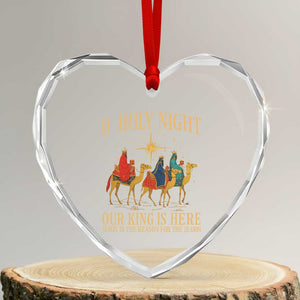 O Holy Night Our King Is Here Jesus Is The Reason Heart Crystal Glass Ornament Christian Religious Xmas TS11 Transparent Glass 3'' Heart Print Your Wear