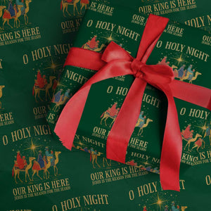 O Holy Night Our King Is Here Jesus Is The Reason Wrapping Paper Roll Christian Religious Xmas TS11 Green Print Your Wear