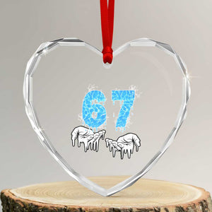 Ocean Water Wave Effect Printed Heart Crystal Glass Ornament Six Seven Meme TS12 Transparent Glass 3'' Heart Print Your Wear