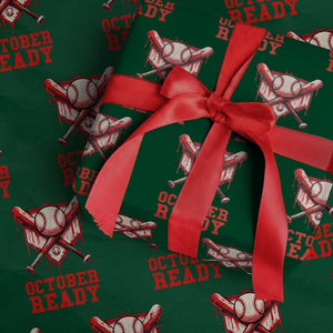 October Ready Wrapping Paper Roll Philadelphia Playoff Baseball Drip Graffiti TS10 Green Print Your Wear