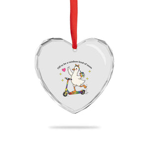 Off To Be Rainbow Kind Of Mom Heart Crystal Glass Ornament LGBTQ Goose Mom Rainbow
