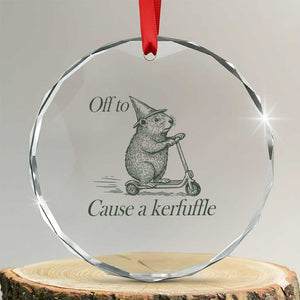 Off To Cause A Kerfuffle Crystal Glass Ornament Funny Groundhog Scooter Chaos TS11 Transparent Glass 3'' Circle Print Your Wear