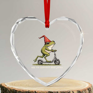 Off To Commit Dad Jokes Heart Crystal Glass Ornament Funny Daddy Frog Scooter Fathers Day TS11 Transparent Glass 3'' Heart Print Your Wear