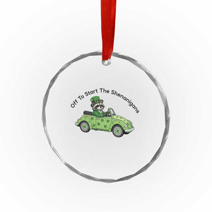 Off To Start The Shenanigans Crystal Glass Ornament Funny Irish Raccoon TS12 Print Your Wear
