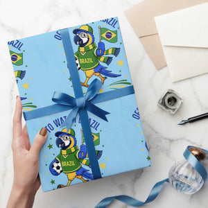 Off To Watch Brazil Wrapping Paper Roll Funny Tropical Bird Soccer Fan