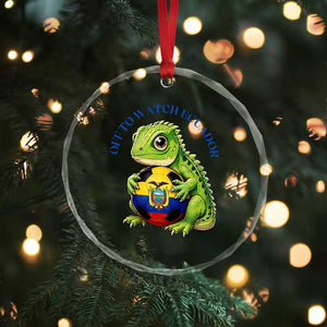 Off To Watch Ecuador Crystal Glass Ornament Funny Ecuador Iguana Soccer Fan Gift
