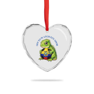 Off To Watch Ecuador Heart Crystal Glass Ornament Funny Ecuador Iguana Soccer Fan Gift