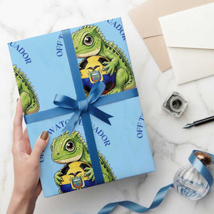Off To Watch Ecuador Wrapping Paper Roll Funny Ecuador Iguana Soccer Fan Gift