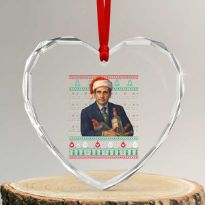 Office Christmas Movie Heart Crystal Glass Ornament Funny Retro 90s Movie Ugly Xmas TS10 Transparent Glass 3'' Heart Print Your Wear