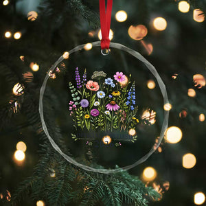Officially Retired 2026 Wildflowers Botanical Floral Graphic Crystal Glass Ornament