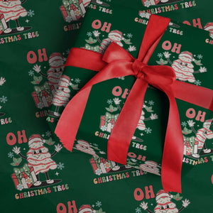 Oh Christmas Tree Retro Groovy Wrapping Paper Roll TS02 Green Print Your Wear