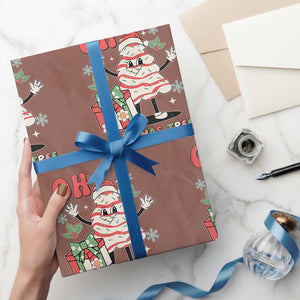 Oh Christmas Tree Retro Groovy Wrapping Paper Roll TS02 Mocha Print Your Wear