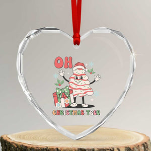 Oh Christmas Tree Retro Groovy Heart Crystal Glass Ornament TS02 Transparent Glass 3'' Heart Print Your Wear