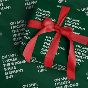 Oh Shit Funny White Elephant Gifts Wrapping Paper Roll TS10 Green Print Your Wear
