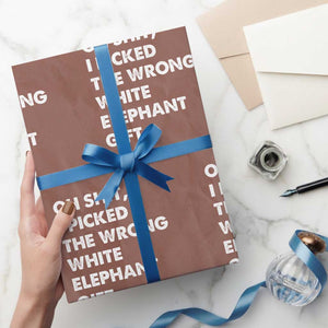 Oh Shit Funny White Elephant Gifts Wrapping Paper Roll TS10 Mocha Print Your Wear