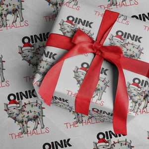 Oink The Halls Wrapping Paper Roll Funny Christmas Pig Lover Gift TS12 White Print Your Wear
