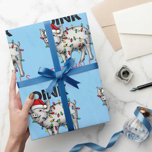 Oink The Halls Wrapping Paper Roll Funny Christmas Pig Lover Gift TS12 Light Blue Print Your Wear