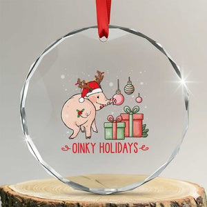 Oinky Holidays Crystal Glass Ornament Funny Christmas Pig Lover Gift TS12 Transparent Glass 3'' Circle Print Your Wear