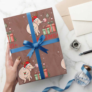Oinky Holidays Wrapping Paper Roll Funny Christmas Pig Lover Gift TS12 Mocha Print Your Wear
