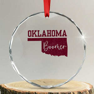 Oklahoma Boomer Crystal Glass Ornament TS10 Transparent Glass 3'' Circle Print Your Wear
