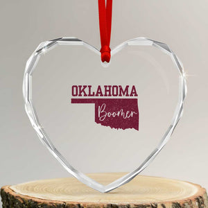 Oklahoma Boomer Heart Crystal Glass Ornament TS10 Transparent Glass 3'' Heart Print Your Wear